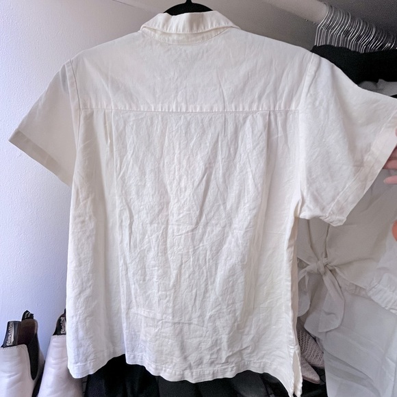 Big Bud Press Pantry Button Up NEW ecru off white blouse shirt t short sleeve - Picture 3 of 3